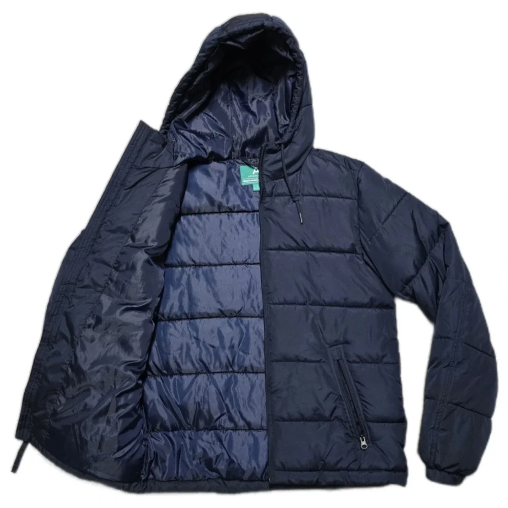 Aeropostale Mens Small Puffer Jacket Navy Blue Coat Recycled Down EUC‎